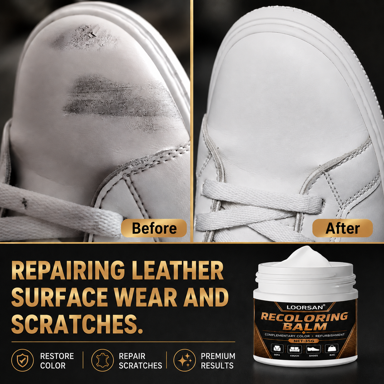 LOORSAN White Leather Sneaker  - Sneaker Cleaning Kit ulasan dan harga